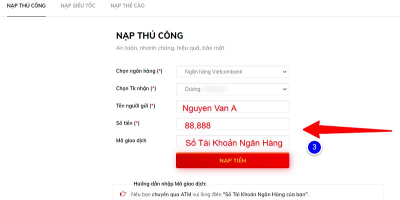 Quy trình nạp tiền vô cùng đơn giản tại Lode88